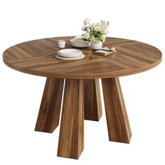 Round Dining Table for 4-6 People, 47 Inch Circle Kitchen Tables for Dining Room