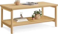 VASAGLE 2-Tier Coffee Table Living Room Rectangular Living Room Table W/ PVC
