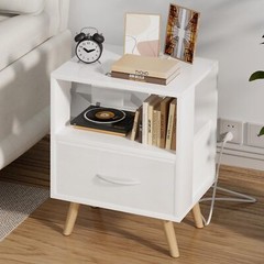 NIGHT STAND WITH CHARGING STATION WHITE KIDS NIGHTSTAND WITH DRAWER 3TIER NURSER