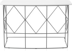 Frankfort 48″ Industrial Metal Rectangle Sofa Table – White & Black Design