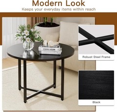 Round Coffee Table, Small Coffee Tables for Living Room, Wood Coffee Table