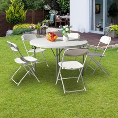 Portable Folding Dining Chair Table Commercial Outdoor Weatherproof Plastic Seat