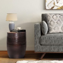 SIMPLIHOME Johnsen Boho 15 inch Wide Metal Large Accent Side Table in Oil Rubbed
