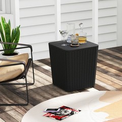 Outdoor Resin End Table 15in, 11.5-Gal Storage, 330lb Weight Limit
