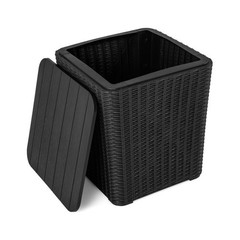 Outdoor Resin End Table 15in, 11.5-Gal Storage, 330lb Weight Limit